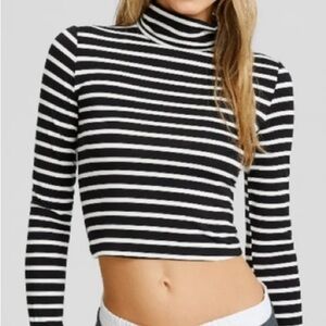 Forever 21 Monochrome Striped Turtleneck